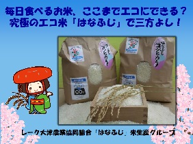 毎日食べるお米、ここまでエコにできる?エコ米「はなふじ」米で三方よし!~カーボンフットプリント、カーボン・オフセットなどの生産活動における環境保全と良食味の両立~